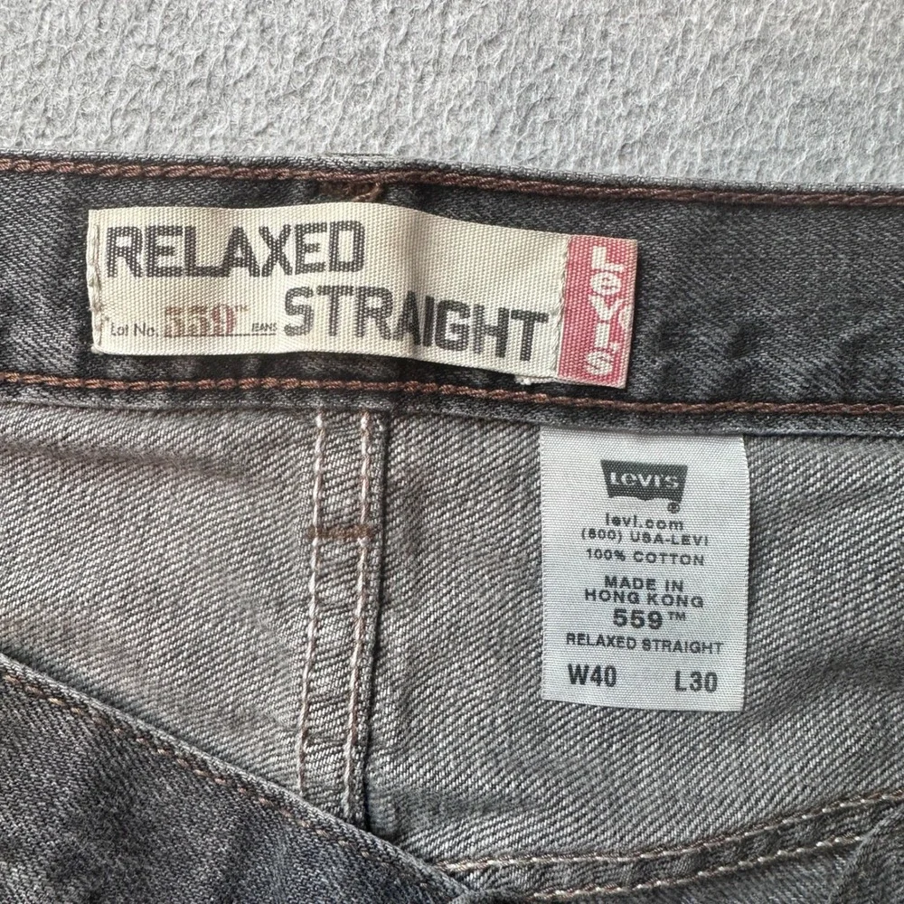 Vintage Levi's Jeans 559 Mens 40x30 Gray Relaxed Straight Fit Denim Pants Y2K
